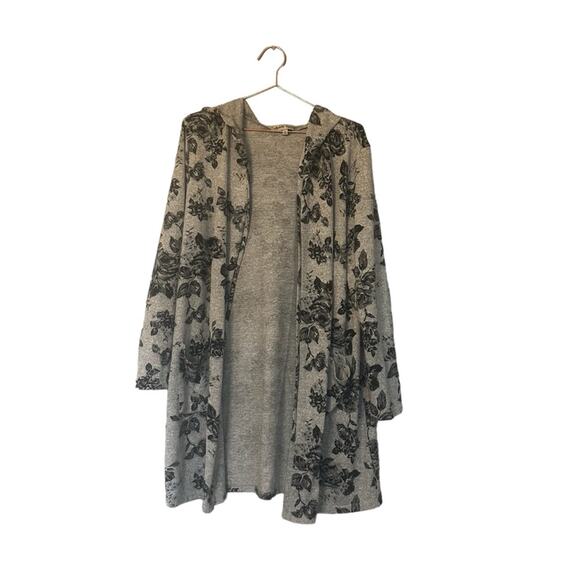 Absolutely FAMOUS floral hooded open front cardigan size large - Picture 1 of 6